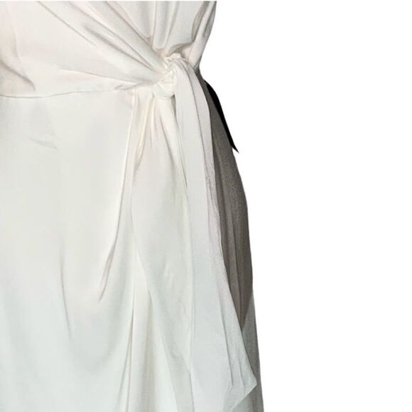 Shona Joy White Satin Lux Tie Front Cocktail Midi Dress - Picture 8 of 12